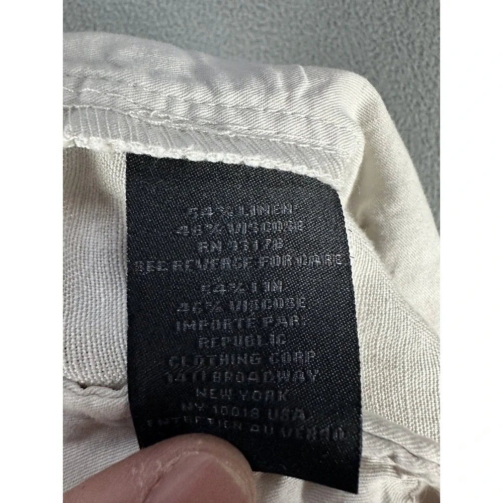 Magaschoni Pants Mens 34x31 Khaki Beige Linen Minimalist Resort Beach New